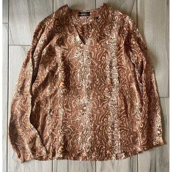 SCOTCH & SODA Long Sleeve Animal Print Blouse Top Brown, Size XL NWT - Picture 1 of 4